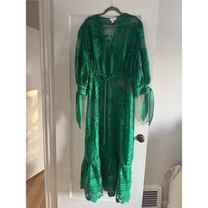 House of Harlow 1960 Green Guipure Lace Palace & Palm Maxi Coverup Dress